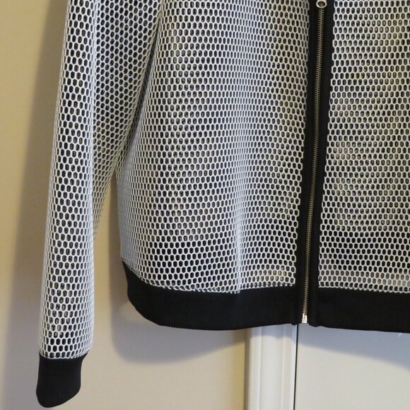 a.n.a Woman Black and White Mesh Zip Front Jacket - Picture 4 of 10